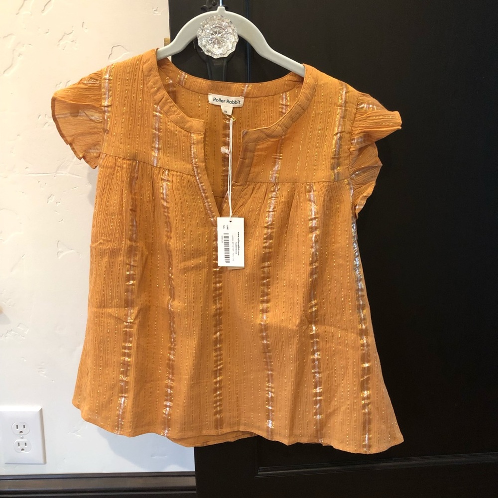 COPY - Roller Rabbit Lurex Etta Top - Tan